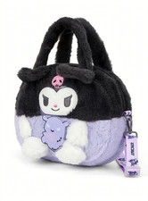 Sanrio Kuromi Plush Crossbody Purse Mini Bag Purple Kawaii Zipper Shoulder