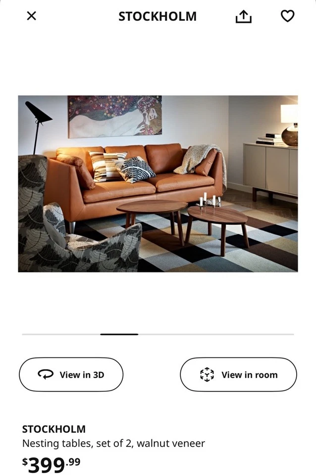 Juego de 2 Mesas Anidadoras IKEA STOCKHOLM Chapa de Nogal Mediados de Siglo Modernas Foto 4 de 4