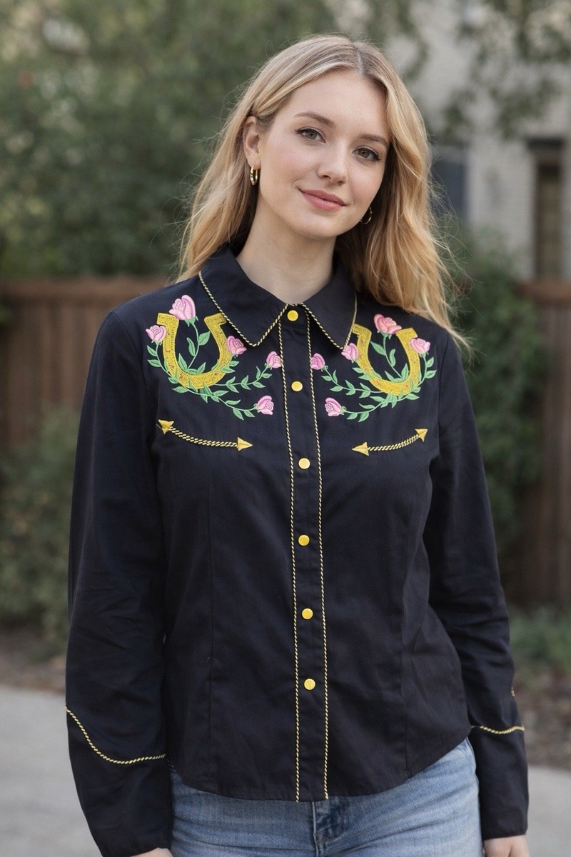 scully dress shirts Scully Men's Shirt - Horseshoe - Floral Tooled Embroidery