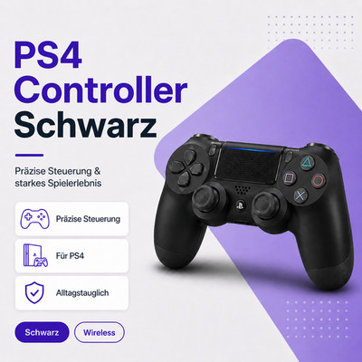 Controller DualShock Wireless Gamepad Playstation 4 PS4 Schwarz Mit Ladekabel