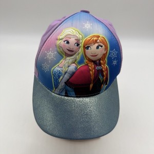 Disney Frozen Elsa Anna Adjustable Girls Baseball Cap Purple Glitter Logo.