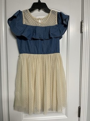 Knit Works Blue Denim Top Layered  Skirt Size 12 Girls  Dress EUC Cute