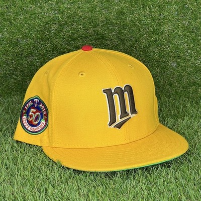 PEANUT YELLOW M&M'S CANDY MINNESOTA TWINS 50TH SEASON PATCH 59FIFTY FITTED HAT