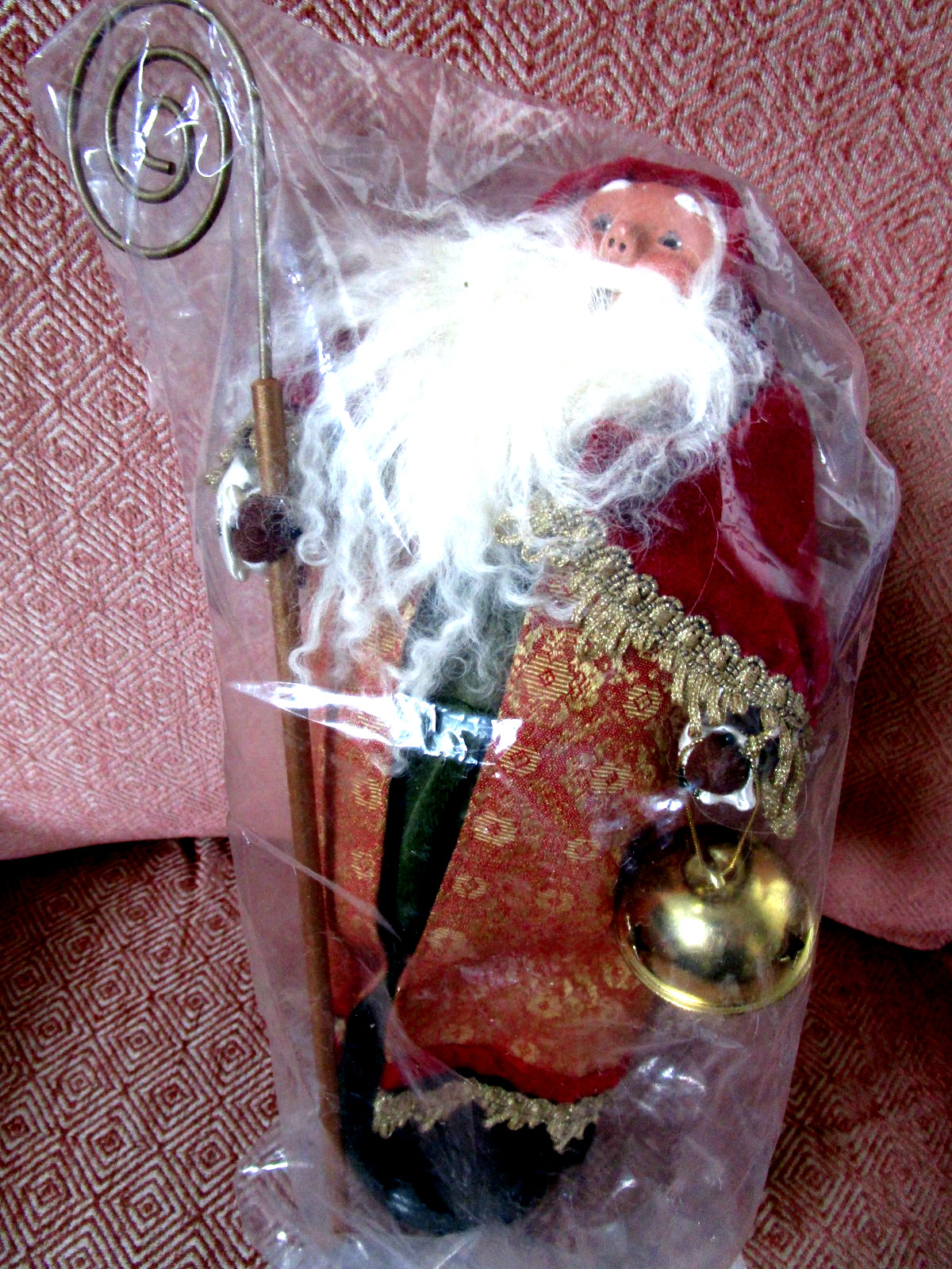 Byers Choice Caroler Old World Santa Crook/Staff LG Bell Christmas 13” 2007 MINT