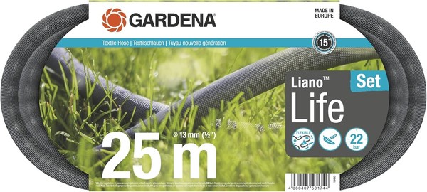 Gardena Liano Life Textilschlauch 1/2 Zoll, 25M Set: Gartenschlauch, 18455-20-image