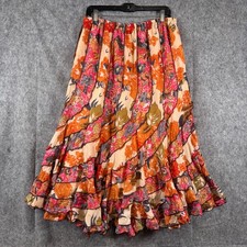 Vtg Boho Festival Skirt Womens Medium Tiered Fairygrunge Hippie 70s Revival