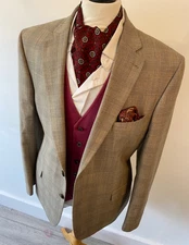 RETRO mens MARKS & SPENCER SLIM FIT  NEUTRAL POLY CHECK SPORTS JACKET BLAZER 44"