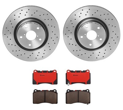 Brembo Xtra Front Brake Kit Drilled Disc Rotors Ceramic Pads for Impreza WRX STI