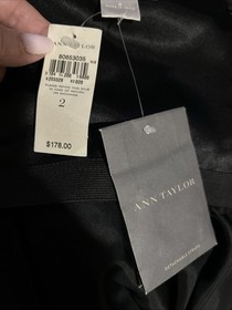 ANN TAYLOR LBD black Silk Strapless removable Corset full Cocktail Dress 2 NWT