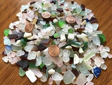 Handmade Tumbled Sea Glass Pottery Mix 1 Cup Beach Glass Craft Mosaic Art 810