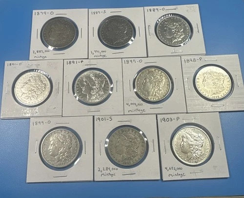 Morgan Silver Dollar Lot Of 10 No Doubles P S O Mintage 🔥Authentic🔥 (L8372)
