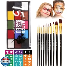 Face Painting Kit for Kids Adults, Water Activated Body Face Paint, 15 Colors