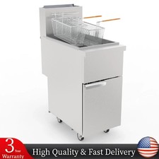 Commercial Natural Gas Deep Fryer w/ Wheels & 2 Baskets 4-Burner 120000BTU 50lbs