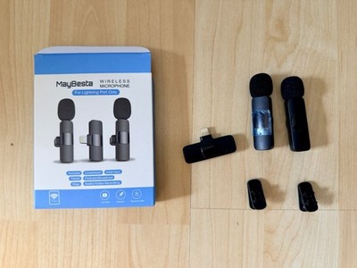 MayBesta WIRELESS MICROPHONE For Lightning Port Only. 2 Microphones. Excellent!