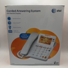 AT T CL4940: Corded Standard Phone w/ Answering System and Backlit Display White