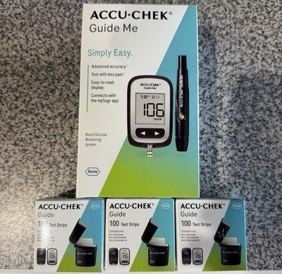 ACCU-CHEK Guide Me Blood Glucose Kit Bluetooth Digital w/ Strips, Case