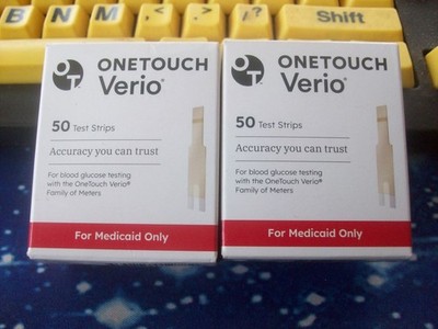 100 VERIO TEST STRIPS, 2 BOXES OF 50, EXP 11-30-26, GOOD SEALED BOXES