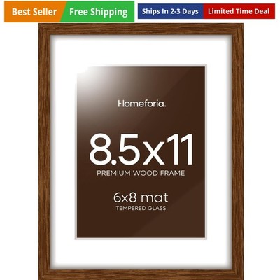 8.5x11 Picture Frame Brown, High End Dark Oak 8.5 x 11 Walnut Wooden Frames w...
