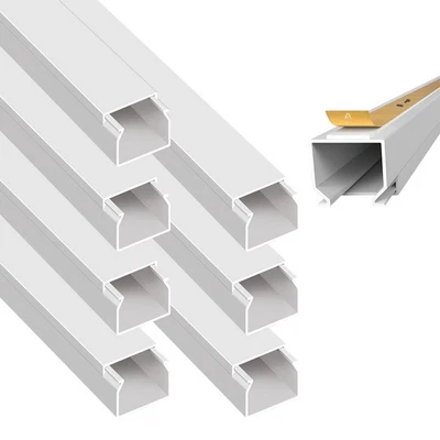 8m Kabelkanal 25x25 mm Weiß selbstklebend PVC Installationskanal + Bodenlochung - Bild 1 von 4