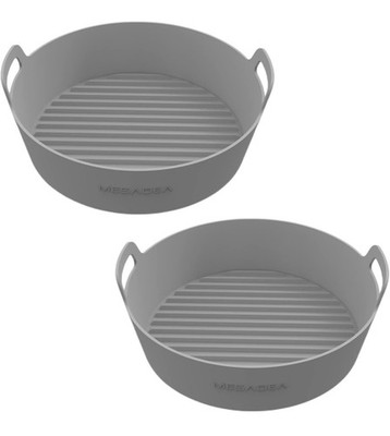MESADEA Gray Silicone Non-Stick Grill Pan Set, Round, 2-Piece, 9.06 Inch