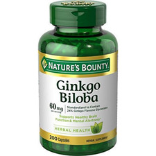 Nature's Bounty Ginkgo Biloba, Supports Healthy Brain, 60 Mg, 200 CapsulesView