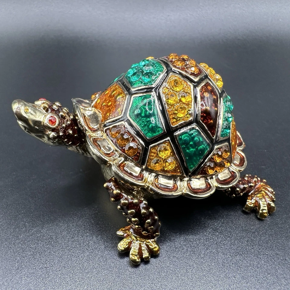 TURTLE Trinket / Ring Box - Metal - Enamel - Hinged - Magnetic - Image 4 of 4