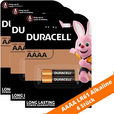 6 x Duracell Mini AAAA LR61 MN2500 LR8D425 1,5V 4061 Alkaline Batterie 3 x 2er - Bild 1 von 2
