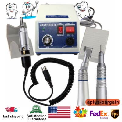 110v Dental N3 Lab Marathon 35K rpm Micro Motor+Straight+Contra Angle Handpiece