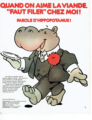 Advertising 088 1981 Restaurant Hippopotamus When You Love Meat