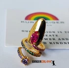 KURT GEIGER London Crystal Spiral Rainbow Nail Ring S/M BNIB