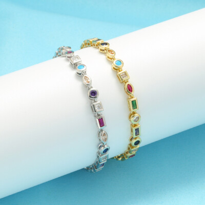Women s Colorful Crystal Necklace or Bracelet Gold & Platinum Electroplated