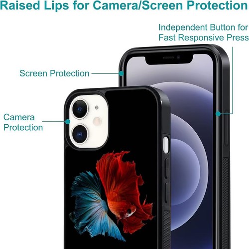 vintage design fighting fish Universal Case For iPhone SE XS XR Max 5 6 7 8 Plus - Picture 24 of 25