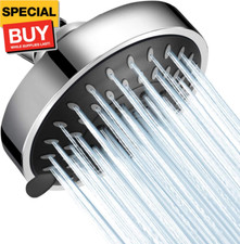High Pressure Shower Head 5 Settings Fixed Showerhead 4 Inch High Flow Bathroom