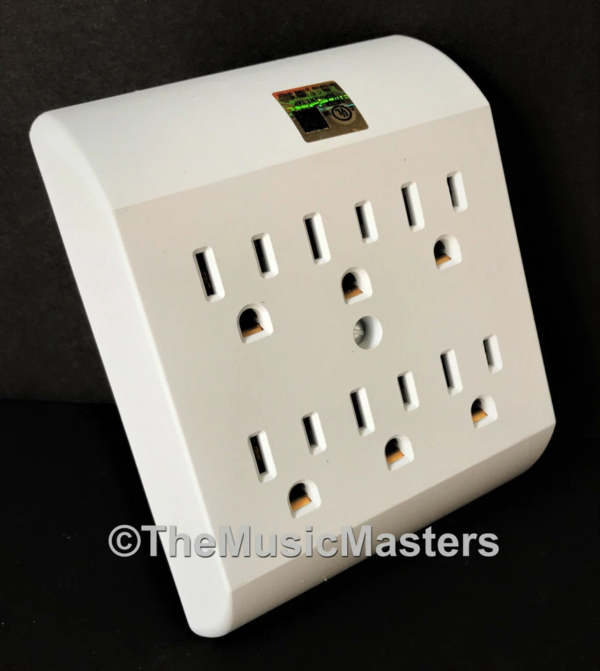 4X AC Wall Plug 6 Outlet Tap Power Splitter 6-Way Electric Socket Adapter Cover - Image 3 of 4