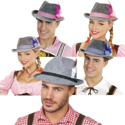 Trachtenhut Herren Grau - Oktoberfest Hut Mit Federn