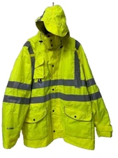 HI VIZ  3XL  JACKET HIGH VISIBILITY REFLECTIVE WATERPROOF with attatchabe hood