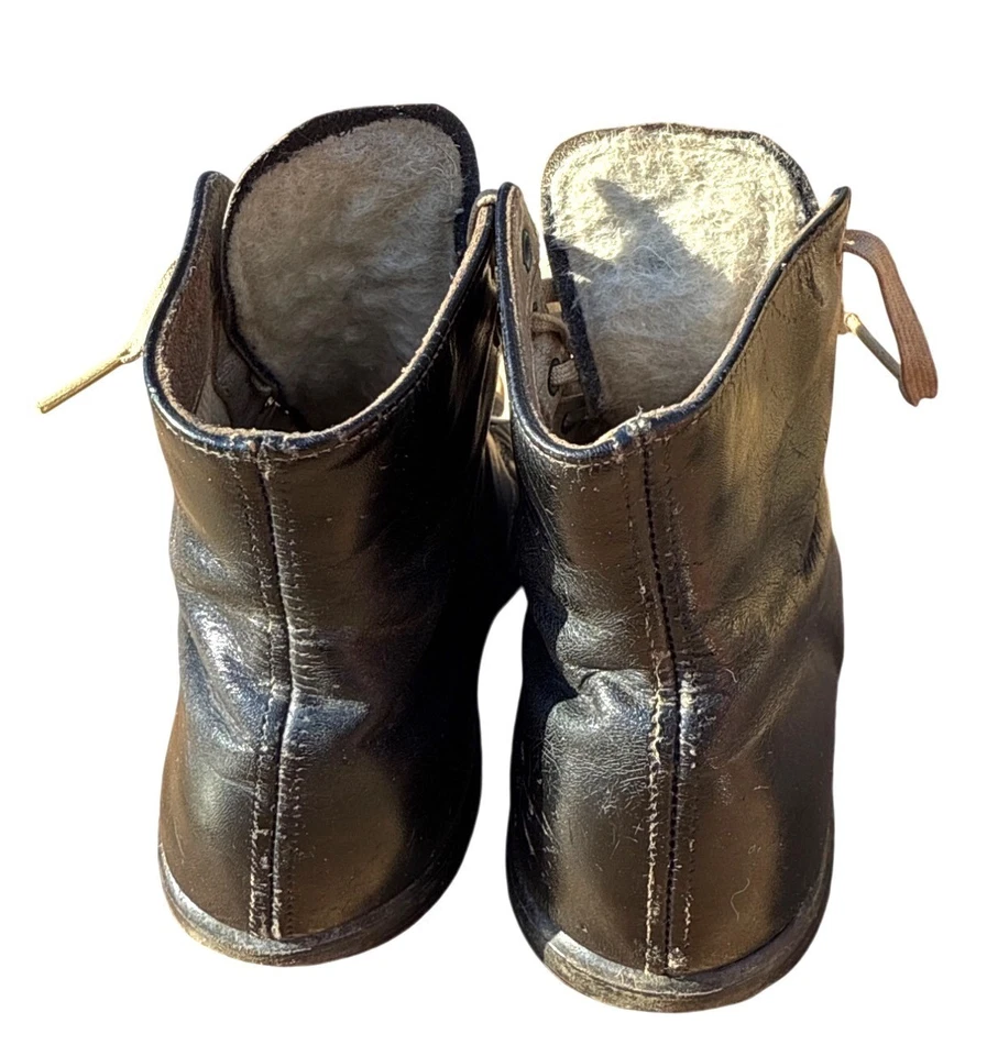 Botas de cuero vintage Simplex Flexies para niños talla 6E negras con cordones hechas en EE. UU. WI Foto 4 de 4