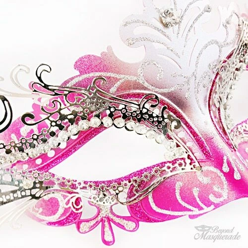 Máscara de Heredera Mascarada Plata Rosa Caliente M7100 Foto 3 de 4