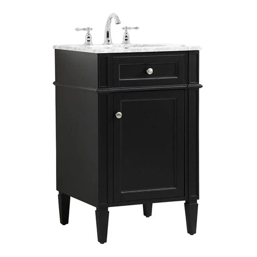Elegant Decor Park Avenue 21" Metal MDF Marble Single Bathroom Vanity in Black - Picture 1 of 8