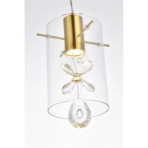 Elegant Lighting Hana 1-Light Aluminum Glass and Metal Pendant in Gold - Picture 4 of 8