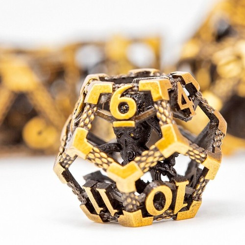 Sage's Imprisoned Kraken Brassy Depths Hollow Metal Polyhedral Dice Set TTRPG - Picture 13 of 16