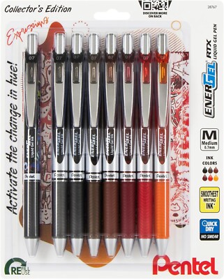 Pentel EnerGel RTX Retractable Liquid Gel Pen, Change Expressions Pack, 0.7mm