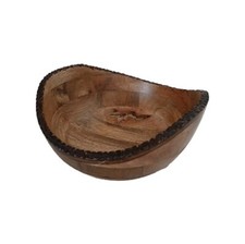 Large Wooden Bowl Primitive Farmhouse Decor Carved Edge