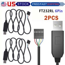 2Pcs 1M FTDI FT232RL USB to Serial Adapter Module USB to TTL RS232 Cable 6Pin US