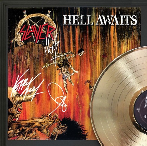 Slayer Framed Black wood Reproduction Signature Gold LP Display - Picture 2 of 5