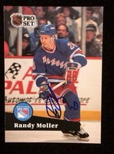 RANDY MOLLER 1991 1992 PRO SET Autographed Signed HOCKEY Card JSA 163 RANGERS