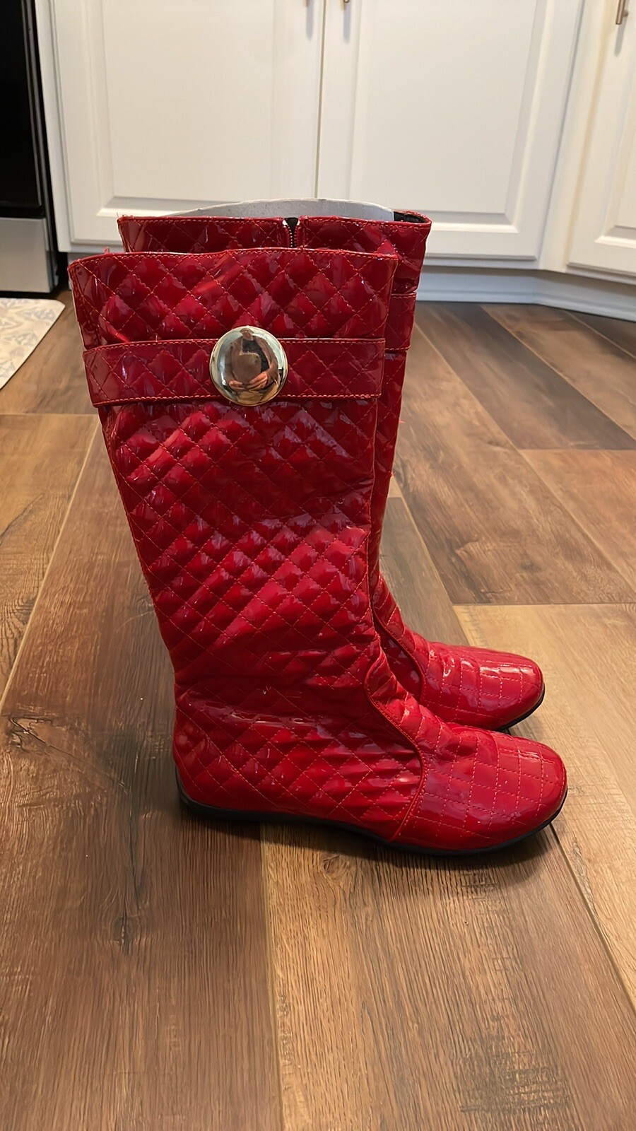 SAOLA STIVALI DONNA 36 5 5 PRIMIGI ALTI ROSSI TRAPUNTATI VERNICE SUOLA GOMMA