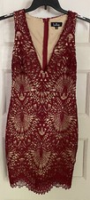 Lulus Lace Crochet Pencil Sheath Dress Red Size Small