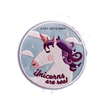 3 Inches Iron-On Embroidered Appliqu Patch - Unicorn Blue Rainbow Horse