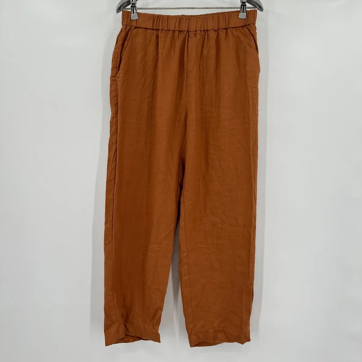 Quince Women's Terracotta European Linen Pants sz S Relaxed Elastic Waist  NWT